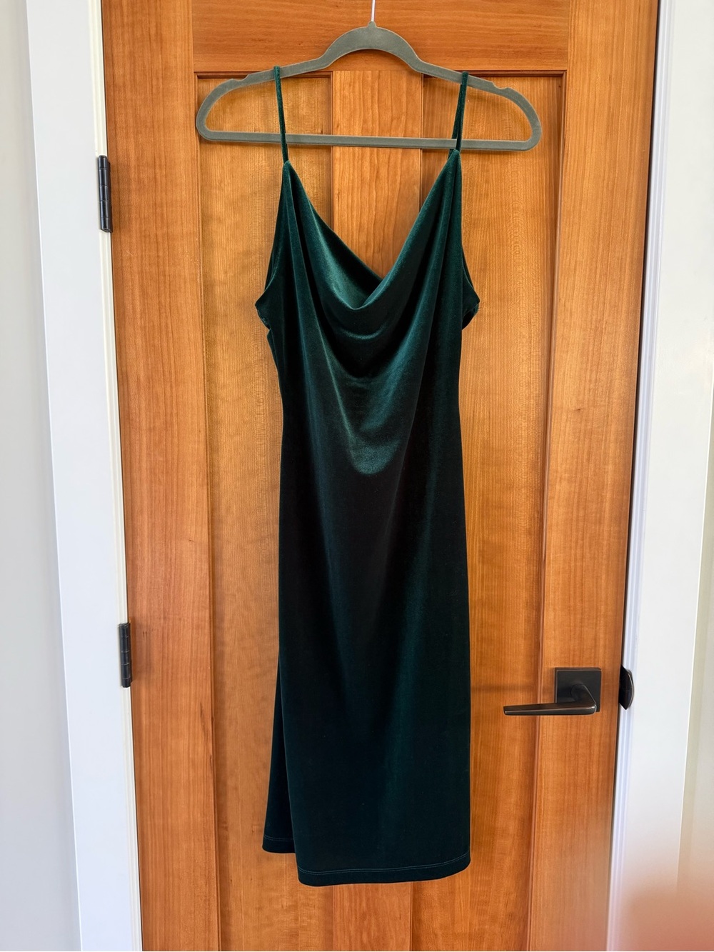 Emerald Green Velvet Cowl Dress
